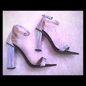 Zara silver metallic heels